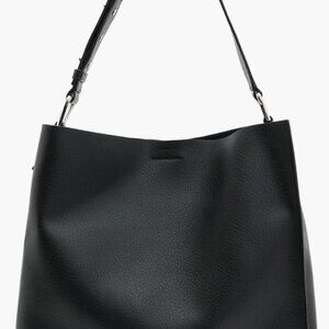 All Saints Black Tote with Silver Hardware - Captain N/S Leather Shoulder Bag